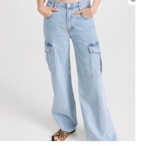 AGOLDE MINKA Wide Leg Cargo Jeans Light Wash Denim Women's Size 31